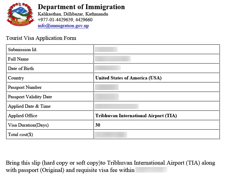 The Pre-visa for Nepal
