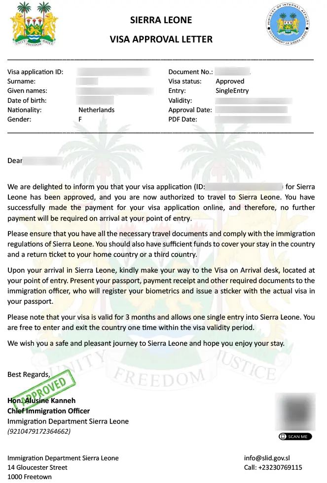 The eVisa for Sierra Leone