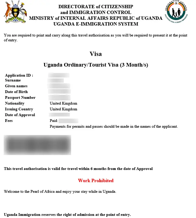 The eVisa for Ouganda