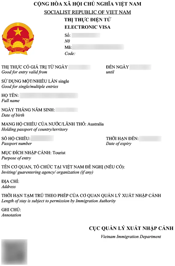 The eVisa for Vietnam